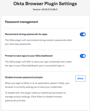 Okta Browser Plugin settings.
